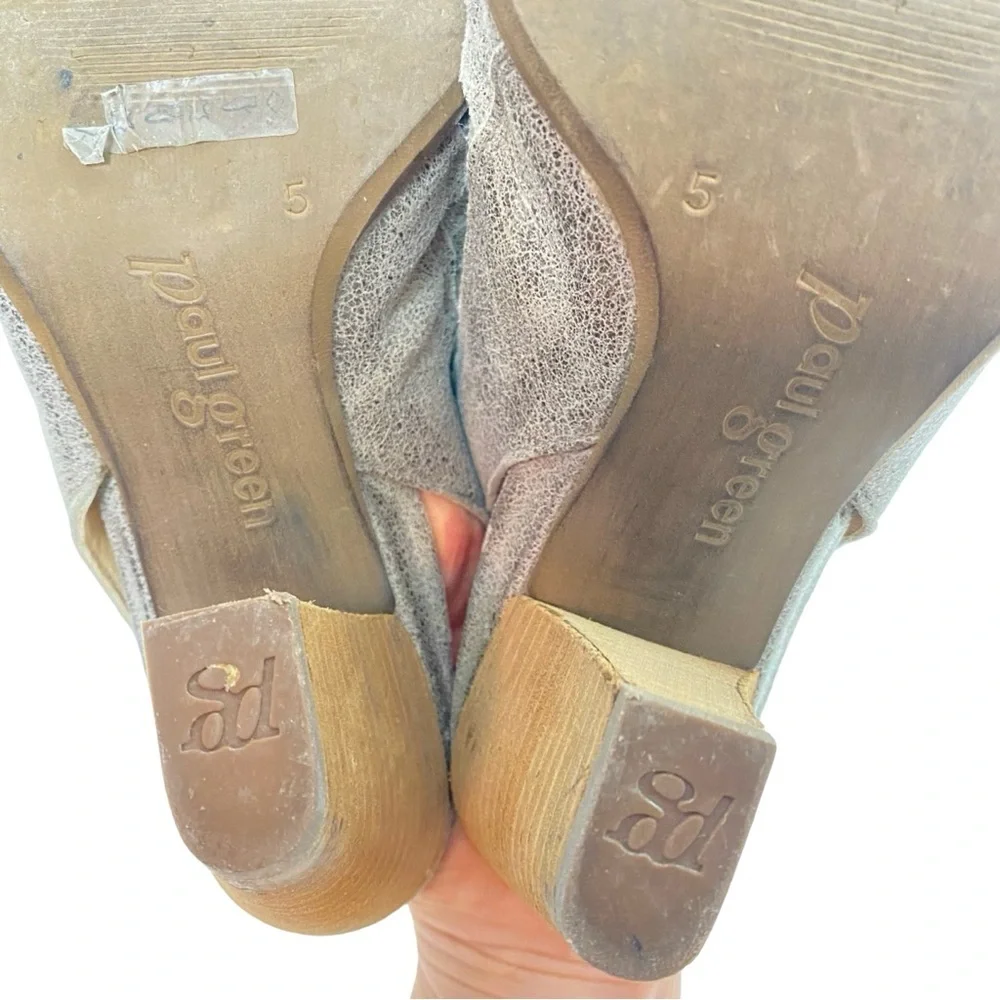 Paul Green Cayanne Peep Toe Bootie Heels Shoes Womens Size 7.5 Neutral Metallic